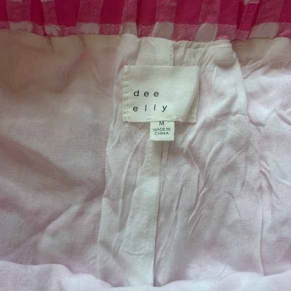 Vici Dee Elly pink textured gingham pants- elastic waist - Picture 4 of 8